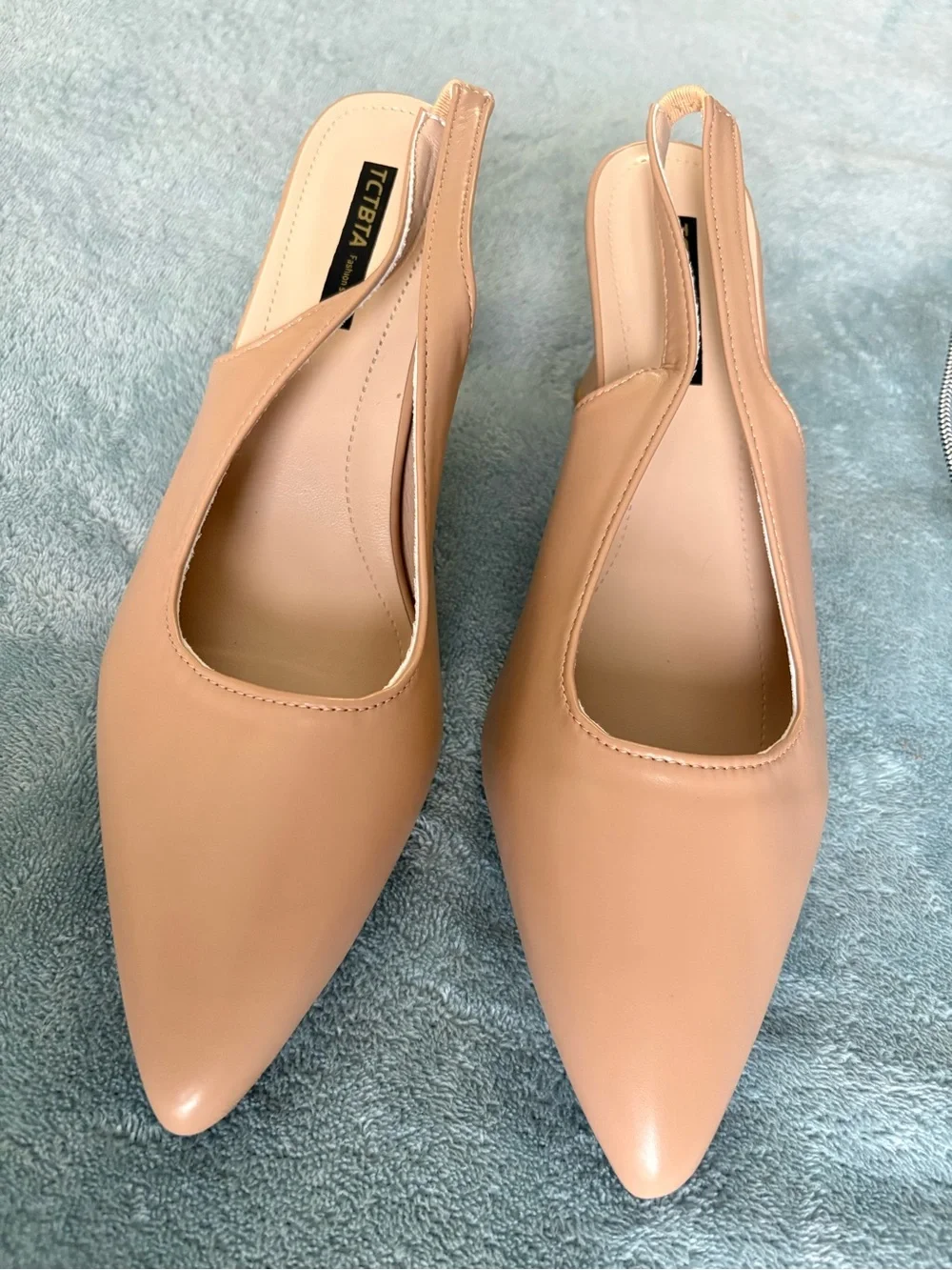 TCTBTA Nude Slingback Pointed Toe Kitten Heels Size 41
